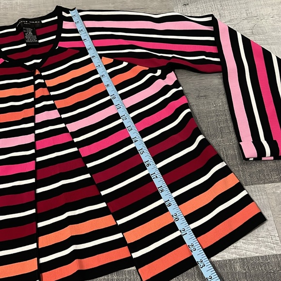 NWOT AUGUST Silk Knits Pink Orange Striped Cardigan Size X Large High Quality - Picture 7 of 12